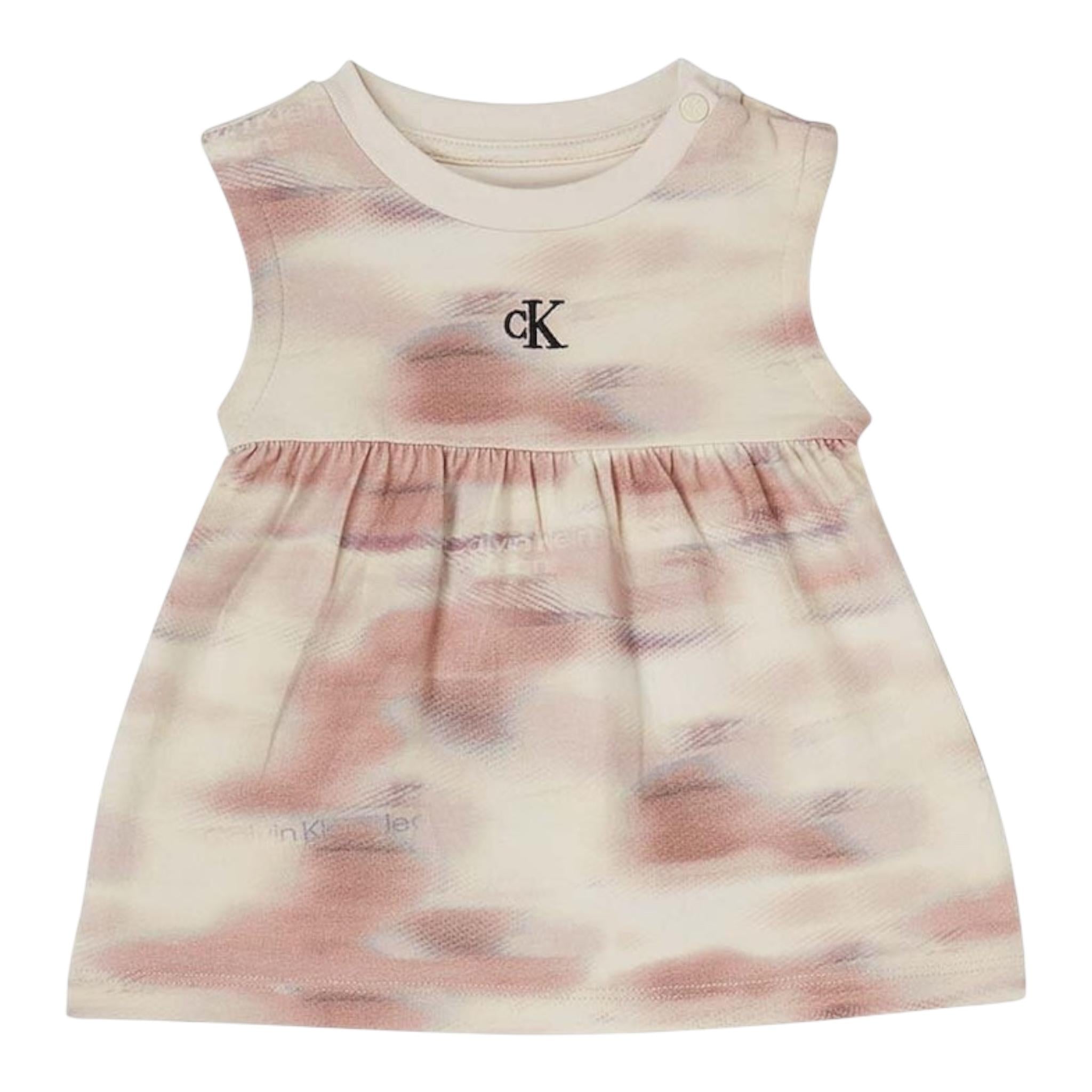 Calvin Klein Abito Tinta Unita con Logo E Fantasia per Neonata IN0IN00076 BEIGE CALVIN KLEIN 