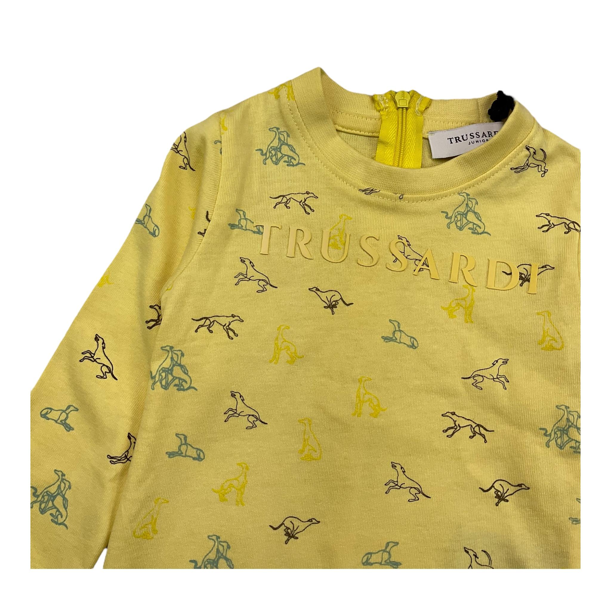 TRUSSARDI body tinta unita con logo manica lunga Giallo per Neonato TIA25169 GIALLO TRUSSARDI 