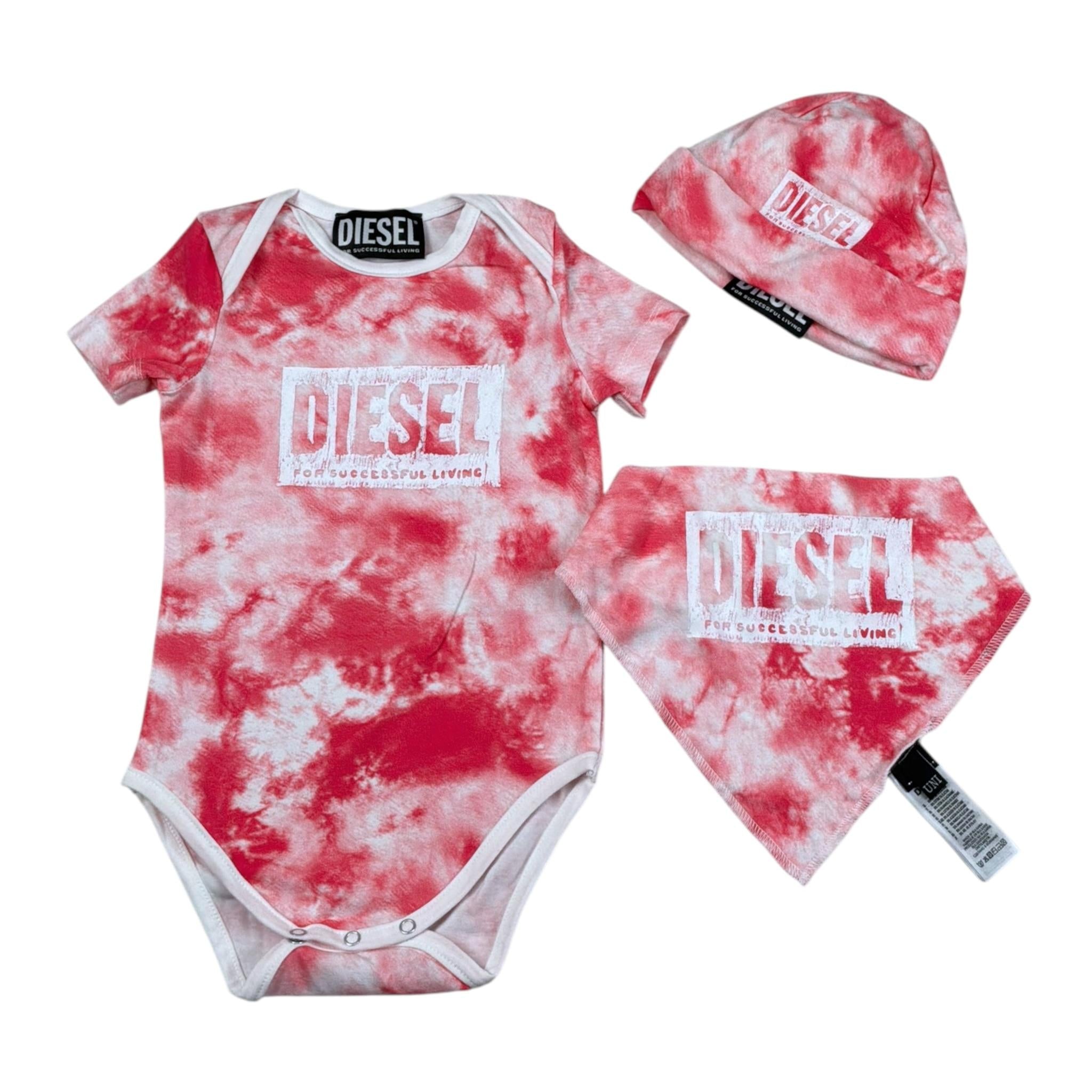 Diesel Set 3 Pezzi Body-Bevetta-Cappello Rosa per Neonata N00027F ROSA DIESEL 