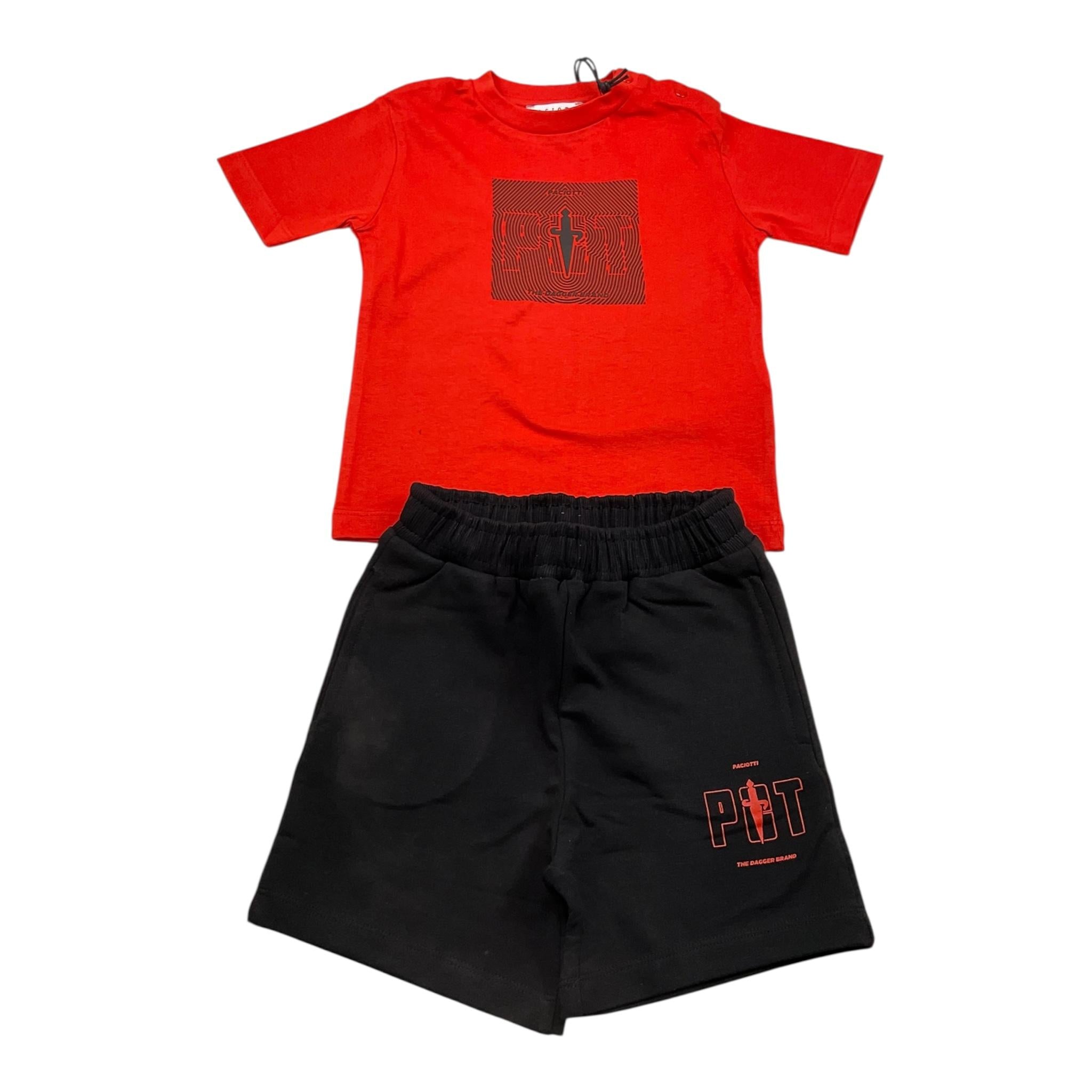 Cesare Paciotti Completo 2 Pezzi T-Shirt-Bermuda Bicolore con Stampa per Neonato COMP5124BB ROSSO/NERO CESARE PACIOTTI 