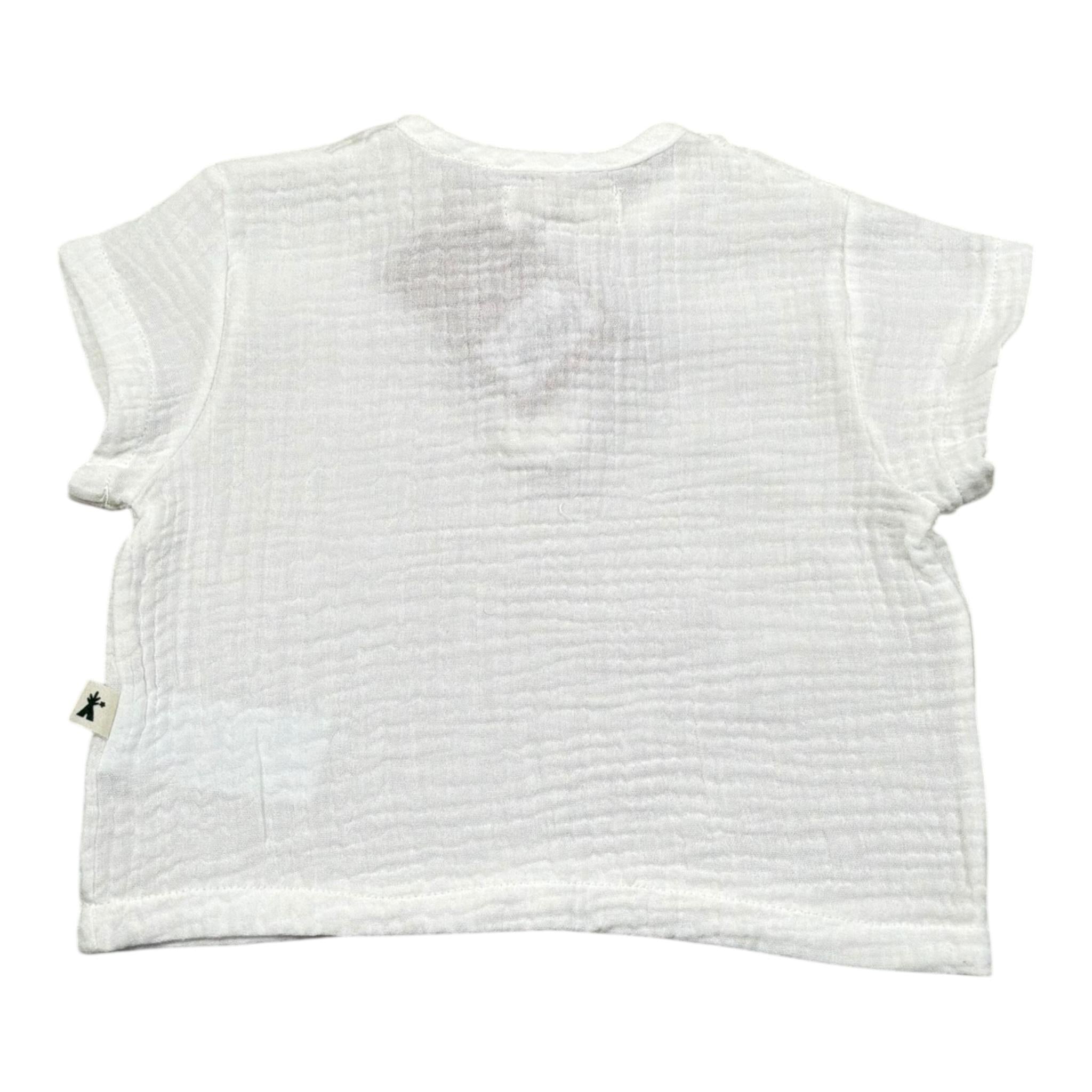 Petit Indi T-Shirt Tinta Unita con Bottoni per Neonato AA25B2814 BIANCO PETIT INDI 