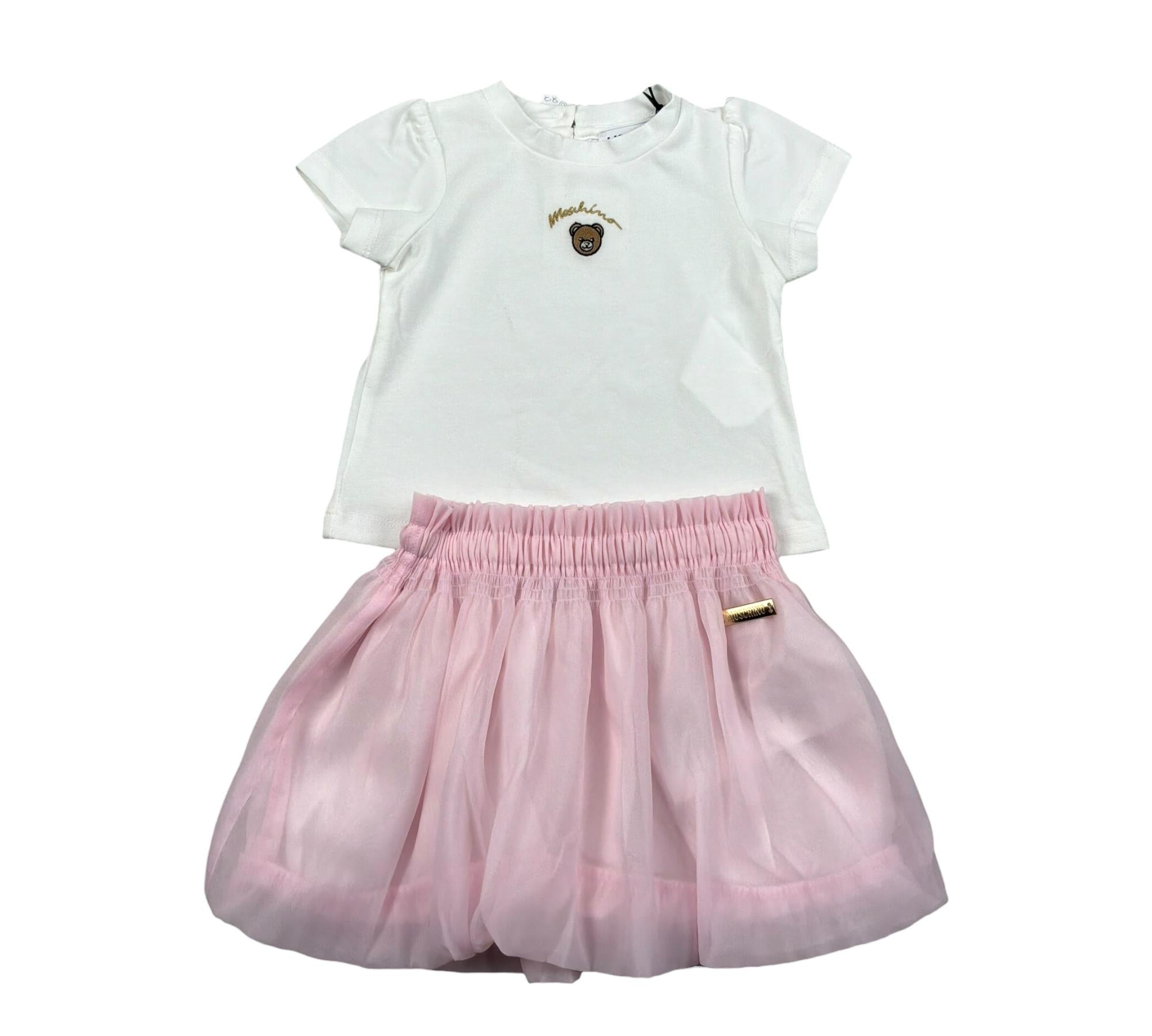 Moschino Completo 2 T-Shirt-Gonne per Neonata MDG01S BIANCO/ROSA MOSCHINO 