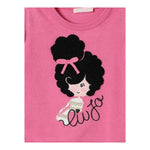LIU JO maglia girocollo tinta unita con stampa Fuxia per Neonata KF4037MA07E FUXIA LIU JO 
