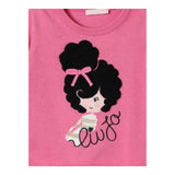 LIU JO maglia girocollo tinta unita con stampa Fuxia per Neonata KF4037MA07E FUXIA LIU JO 