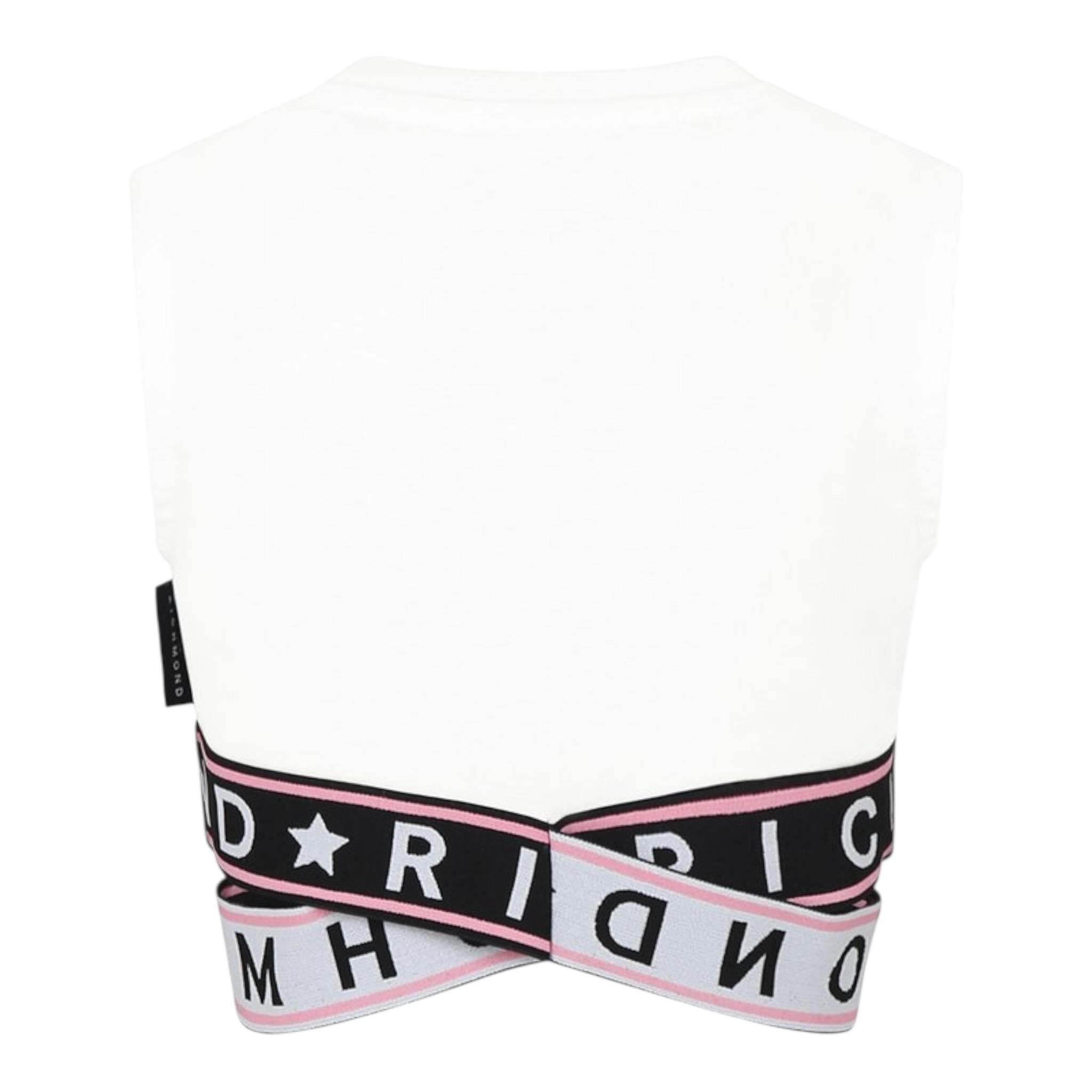 John Richmond Top Giromanica tinta unita con Paillettes Bianco per Bambina RGP25123TO BIANCO JOHN RICHMOND 