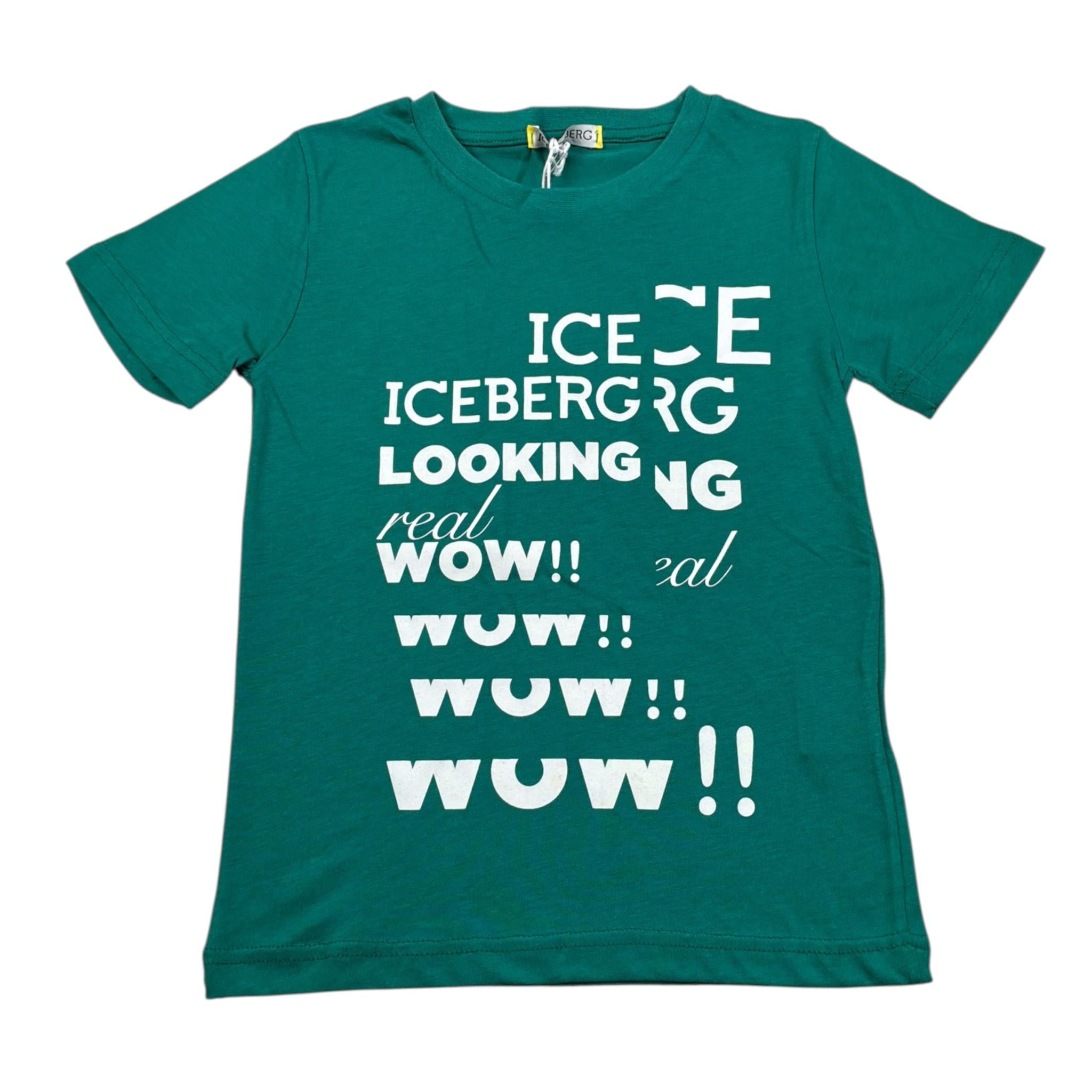 Iceberg T-Shirt Girocollo tinta unita con Logo Verde per Bambino TSICE9118J VERDE ICEBERG 