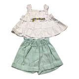 Barcellino Komplett 2-teiliges Shirt-Panty Weiß/Aquagrün für Baby Mädchen