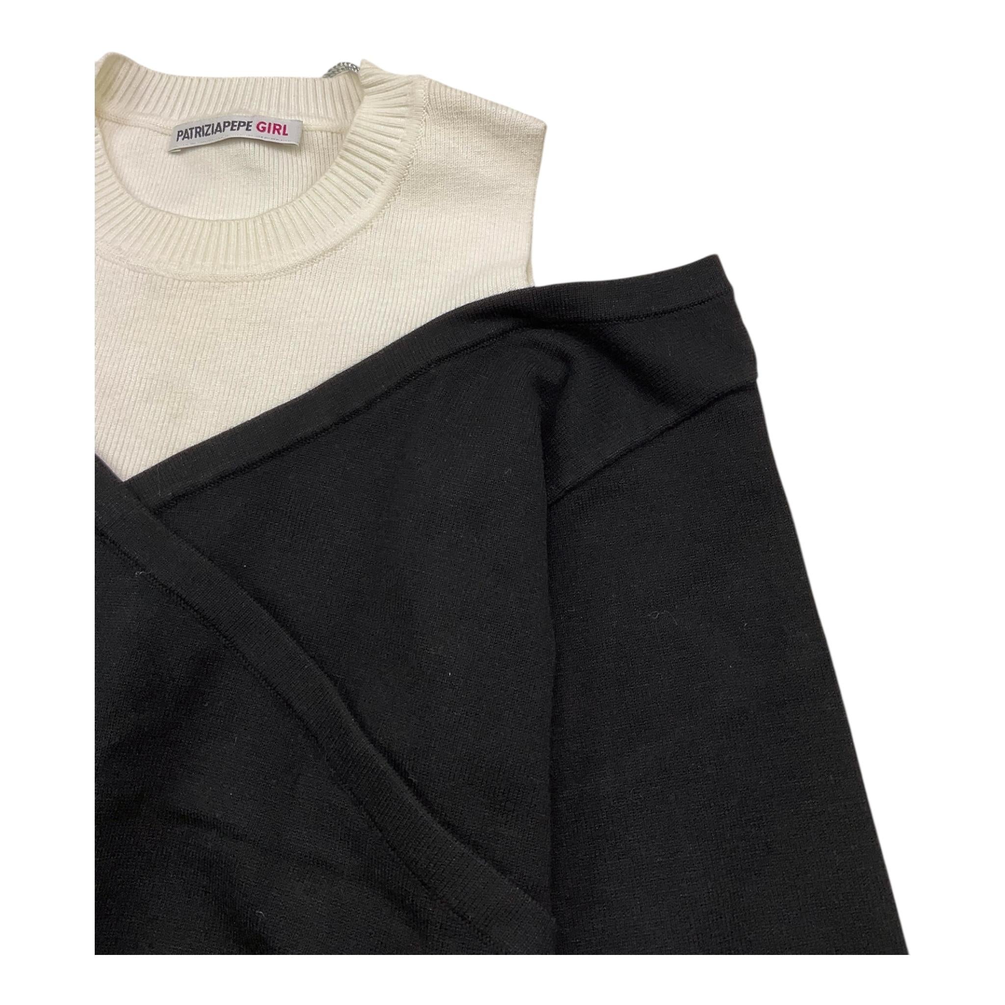 PATRIZIA PEPE maglia girocollo tinta unita con finta canotta Nero per Bambina 7K0042 NERO PATRIZIA PEPE 