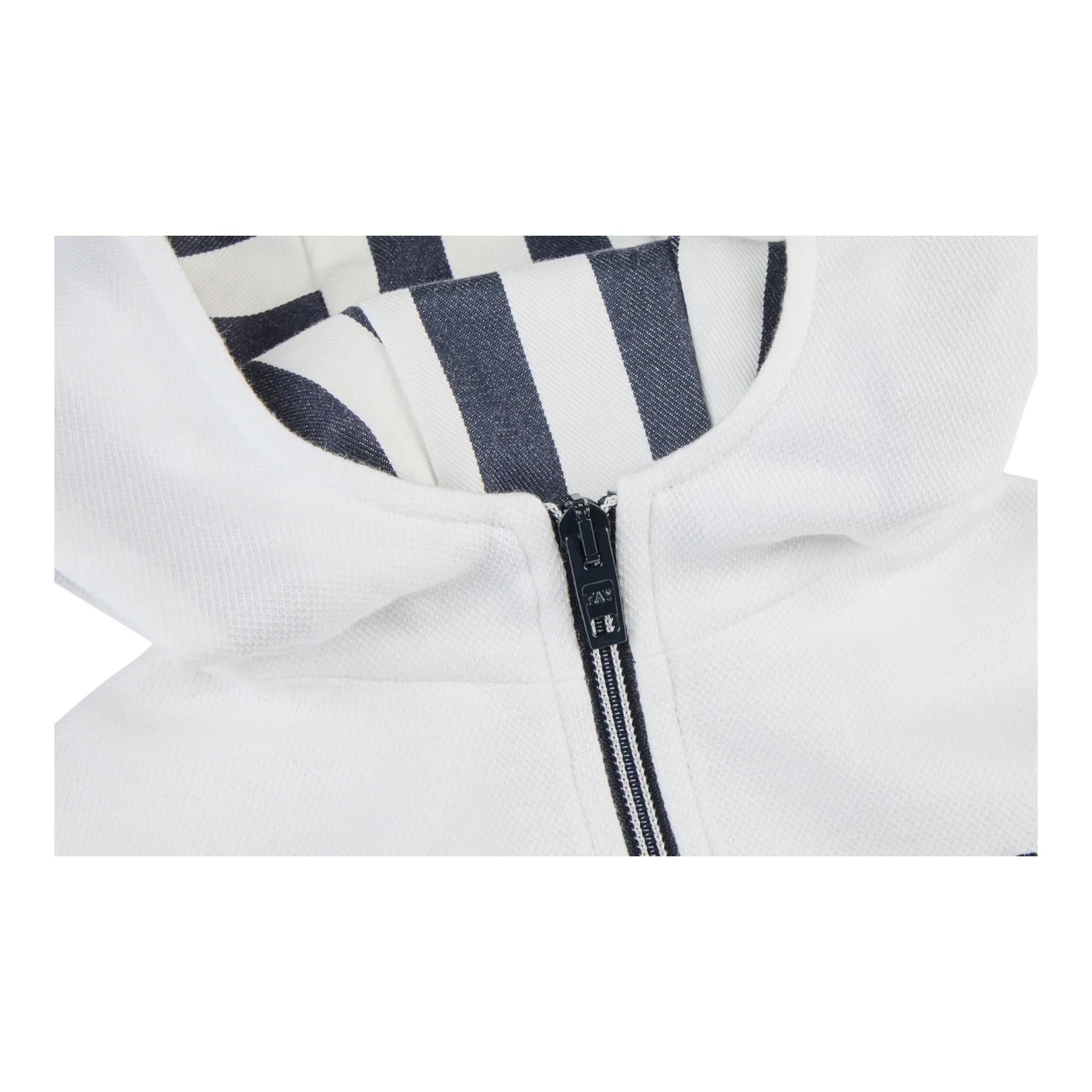 Fay Felpa Tinta Unita con Zip E Cappuccio per Bambino FW4P10 BIANCO FAY 