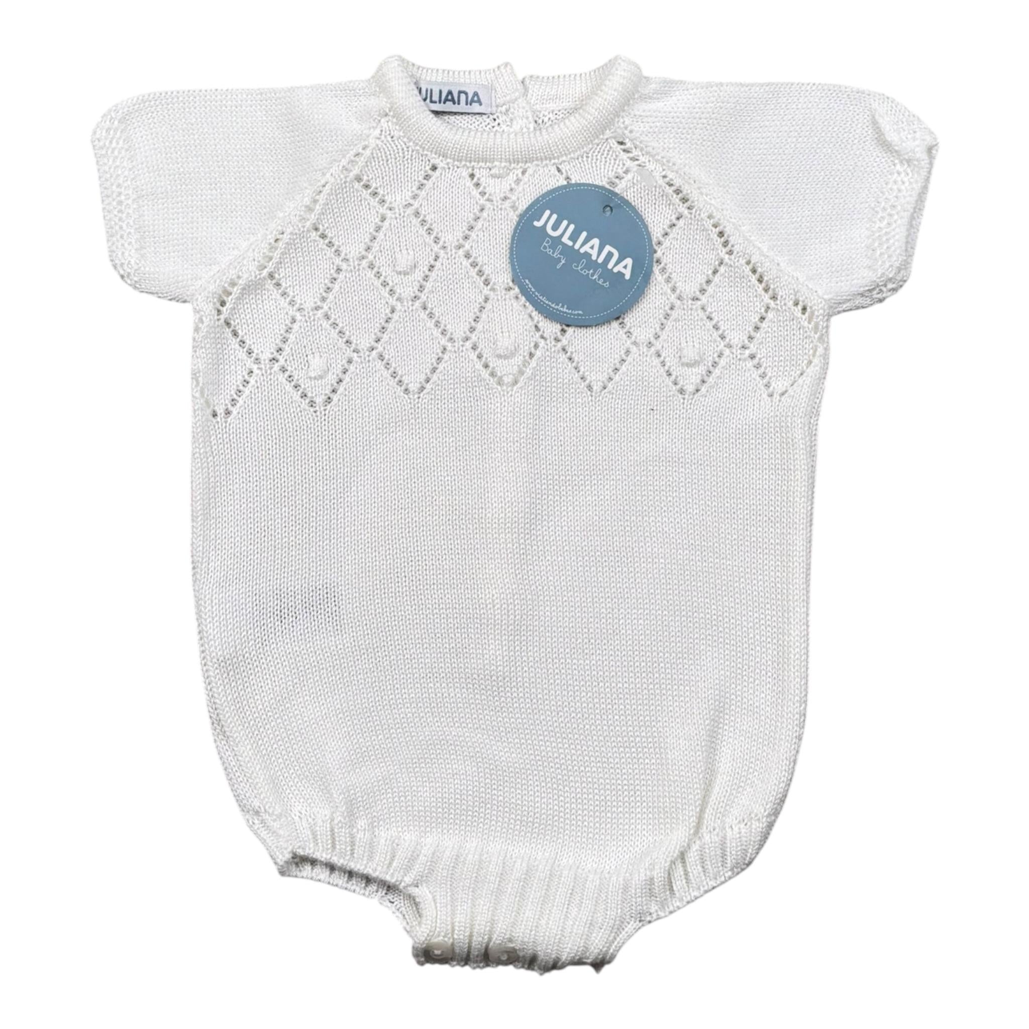 Juliana Pagliaccetto Mezza Manica tinta unita Cn Ricami Bianco per Neonato 25162X BIANCO JULIANA 