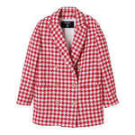 Balmain Cappotto Bicolore con Fantasia per Bambina BW2A24 BIANCO/ROSSO BALMAIN 