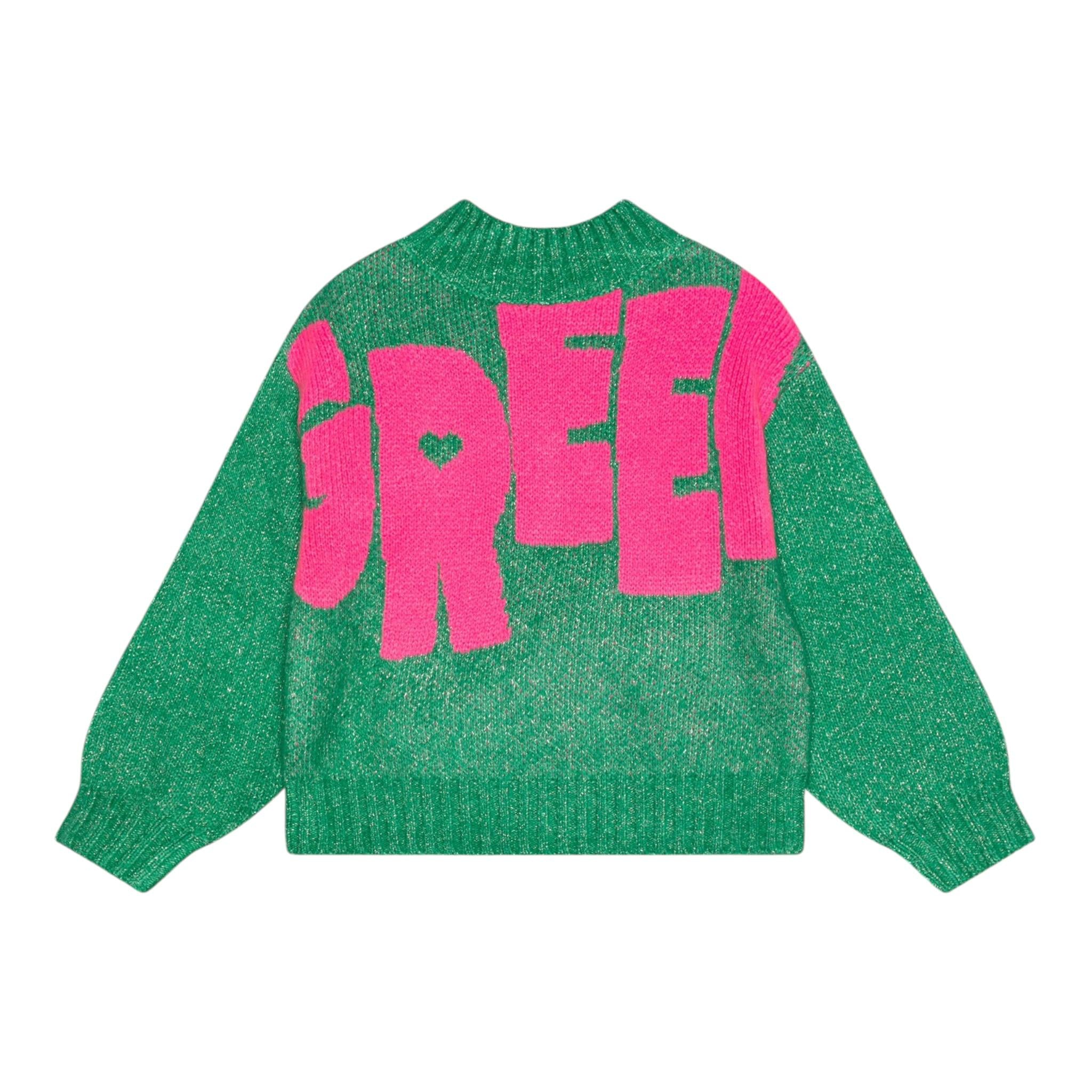 BillIEBLUSH maglia girocollo tinta unita cn stampe in contrasto Verde per Neonata U20459N VERDE BillIEBLUSH 