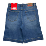Diesel Bermuda Denim Einfarbig Verstellbarer Bund Risse Blau Für Jungen