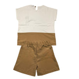 Minimum Komplettes 2-teiliges T-Shirt-Bermuda, zweifarbig, weiß/beige, für Neugeborene