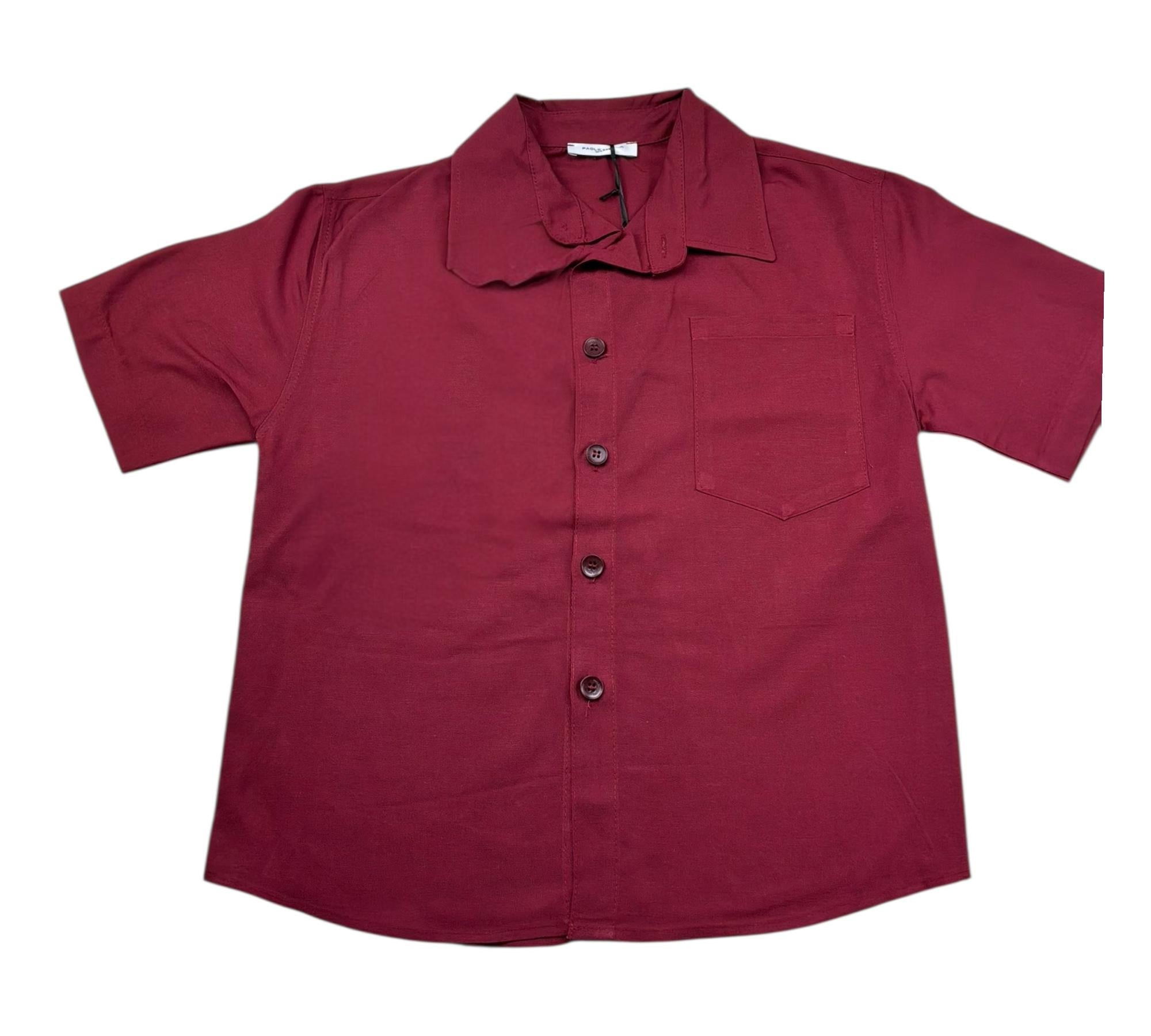 Paolo Pecora Camicia Mezza Manica Tinta Unita per Bambino PP4301 BORDEAUX PAOLO PECORA 