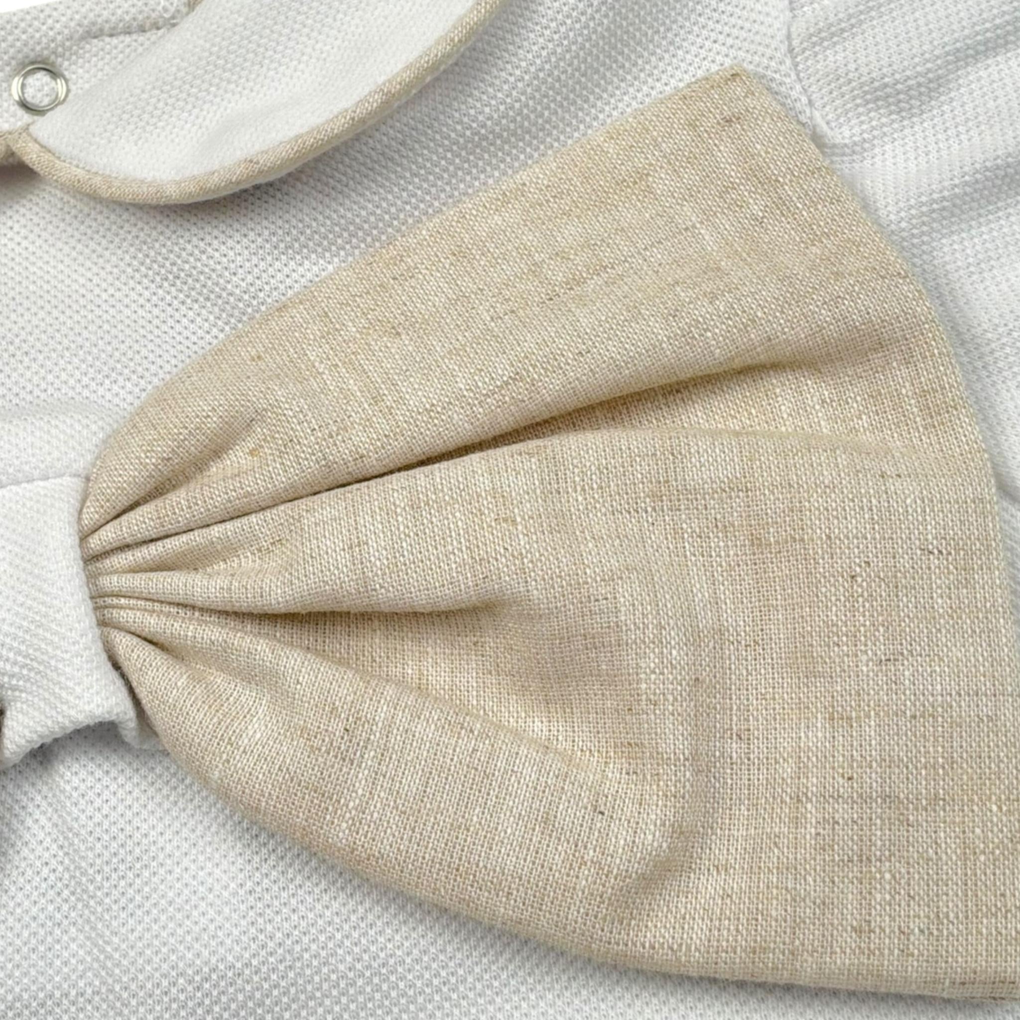 La Stupenderia Pagliaccetto Tinta Unita con Fiocco per Neonata TBTT62 BIANCO LA STUPENDERIA 