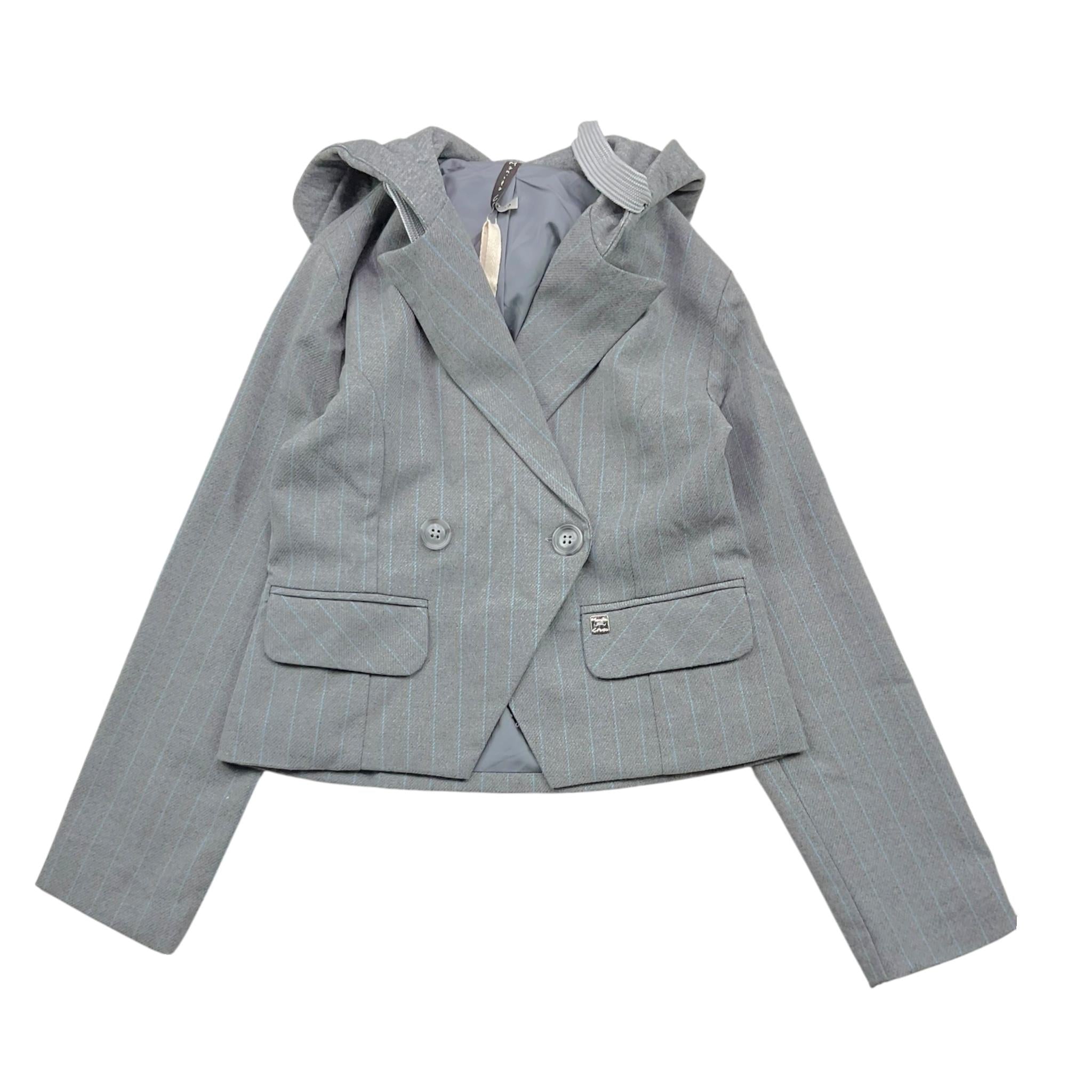 MANILA GRACE giacca tinta unita con fantasia a righe e cappuccio Grigio per Bambina MFJF24J128 GRIGIO MANILA GRACE 