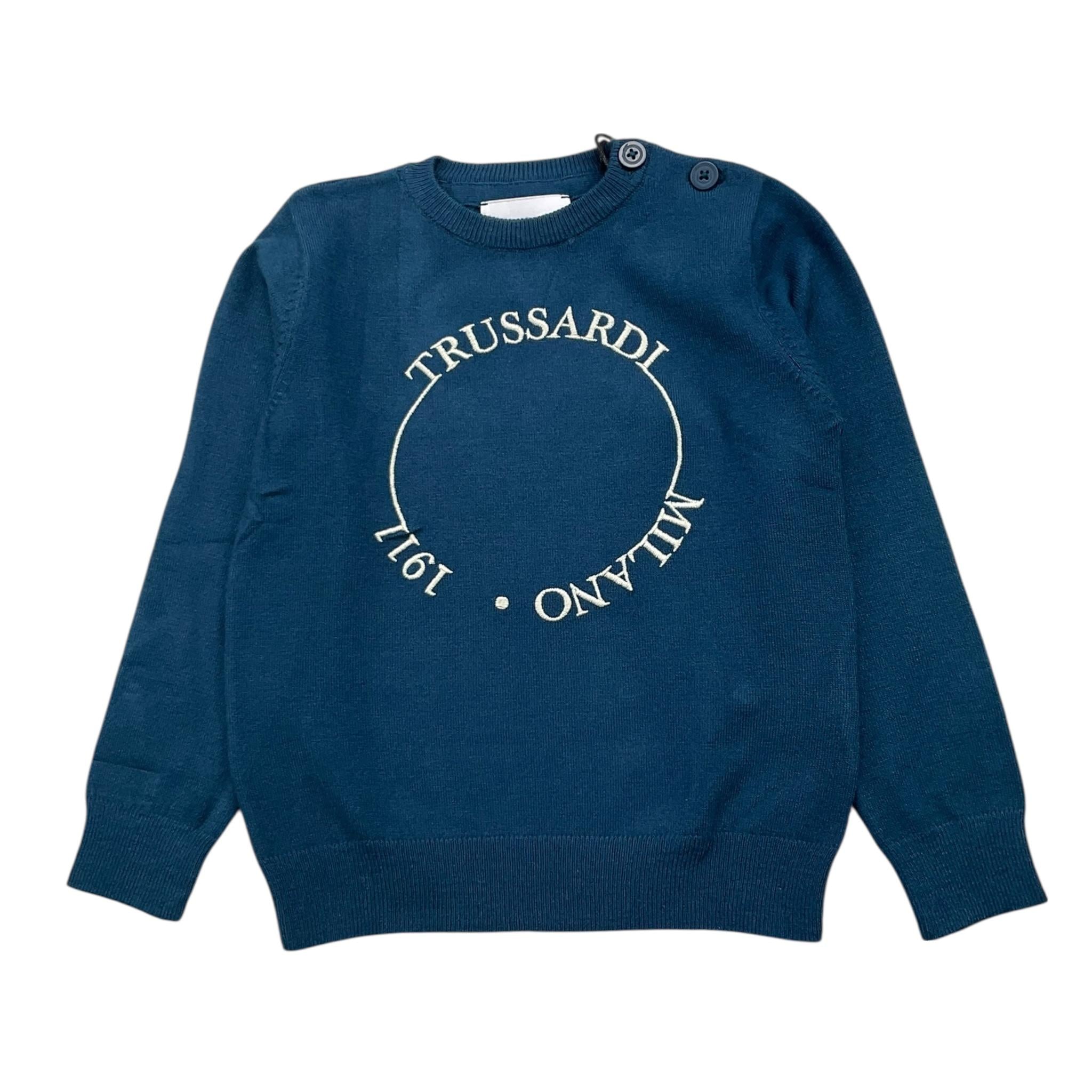 TRUSSARDI maglia girocollo tinta unita con stampa Blu per Neonato TIA24063MAN BLU TRUSSARDI 