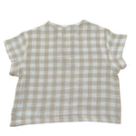 Petit Indi T-Shirt Bicolore con Fantasia A Quadri per Neonato SS25B2815 BIANCO/BEIGE PETIT INDI 