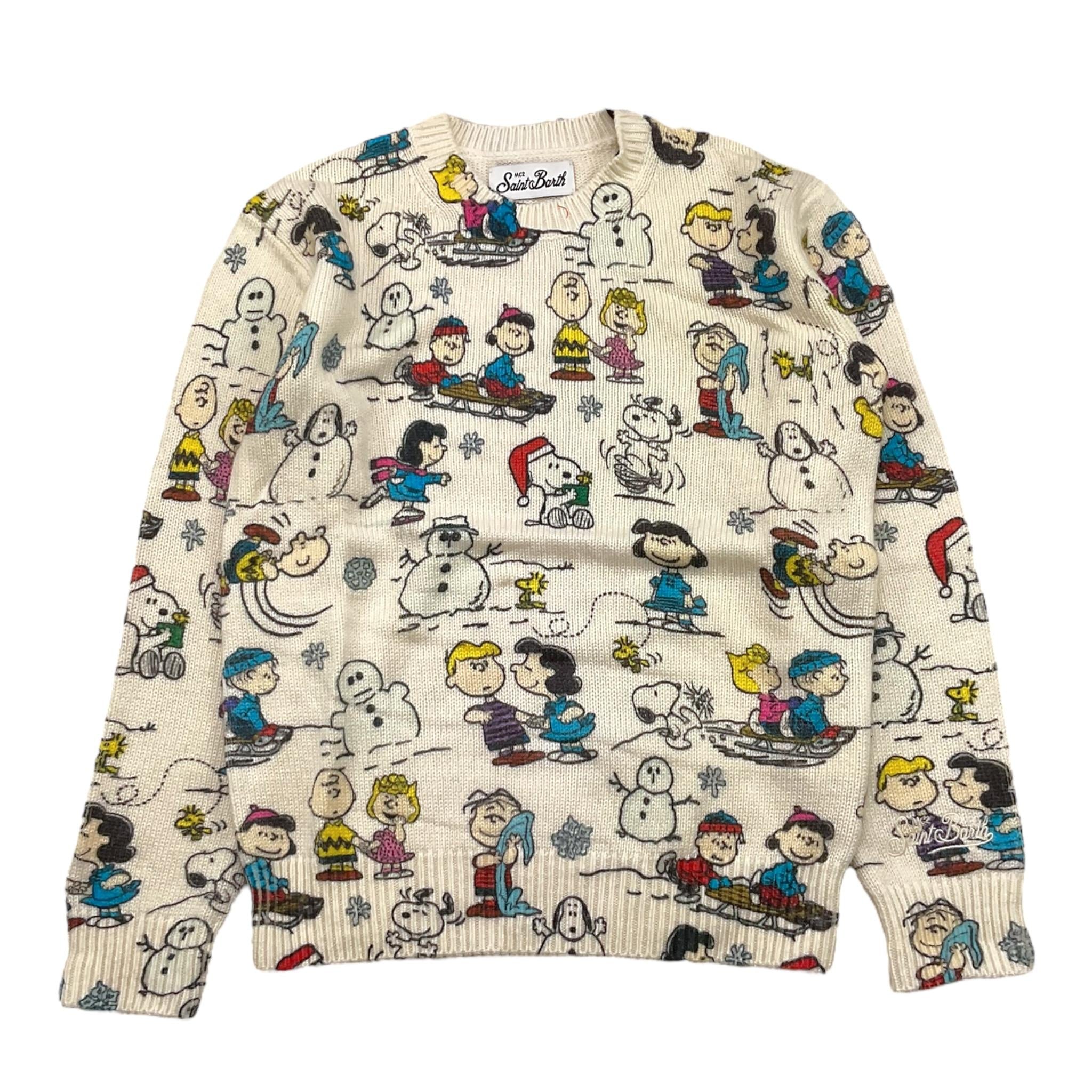 SAINT BARTH maglia girocollo tinta unita con stampa Beige per Bambino PEANUTSSNO BEIGE SAINT BARTH 