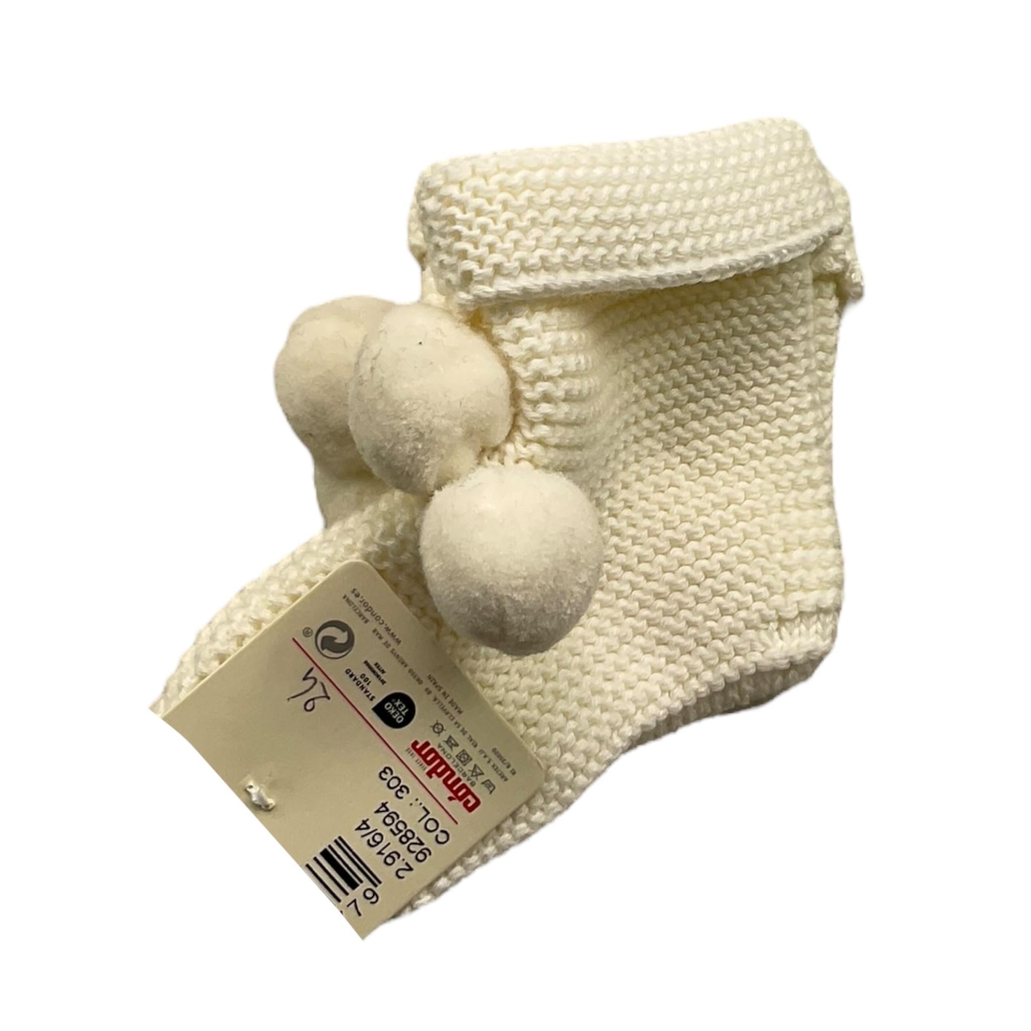 CND calzini tinta unita con pon pon Panna per Neonato 928594 PANNA CND 