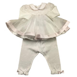 Minu‘ Complete 2-teiliges Shirt und Leggings, einfarbig mit weißem Tüll für Neugeborene