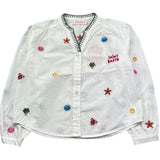 Saint Barth Camicia Manica Lunga Tinta Unita con Ricami per Bambina LIO0002 BIANCO SAINT BARTH 