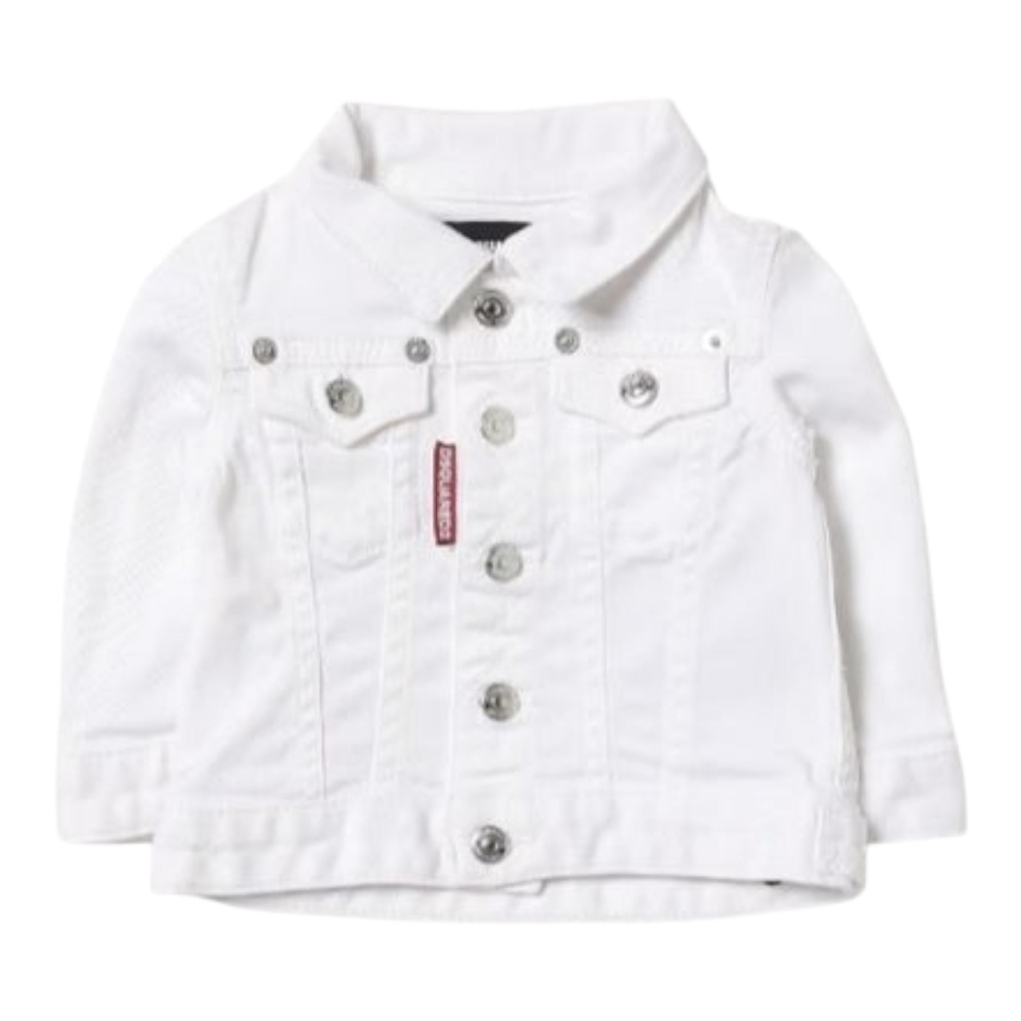 Dsquared2 Giubbino Tinta Unita In Denim per Neonato DQ041G BIANCO DSQUARED2 