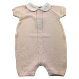 Little Bear Einfarbiger Halbarm-Strampler mit Kontrastkragen Rosa für Baby Mädchen