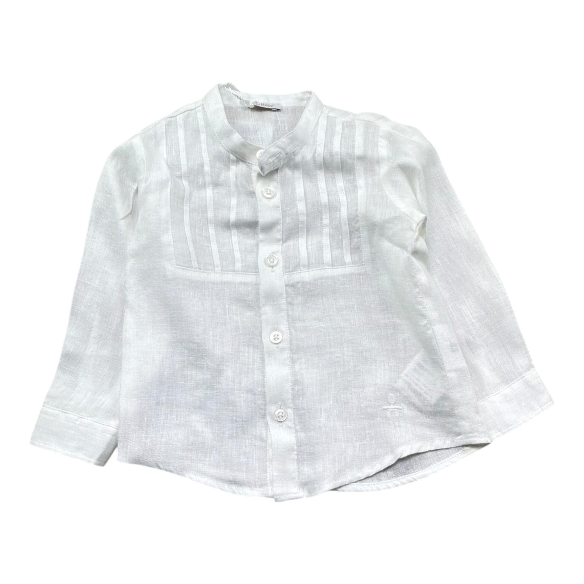 Le Bebe' Camicia Tinta Unita con Colletto Coreano per Neonato LBB5386 BIANCO LE BEBE' 