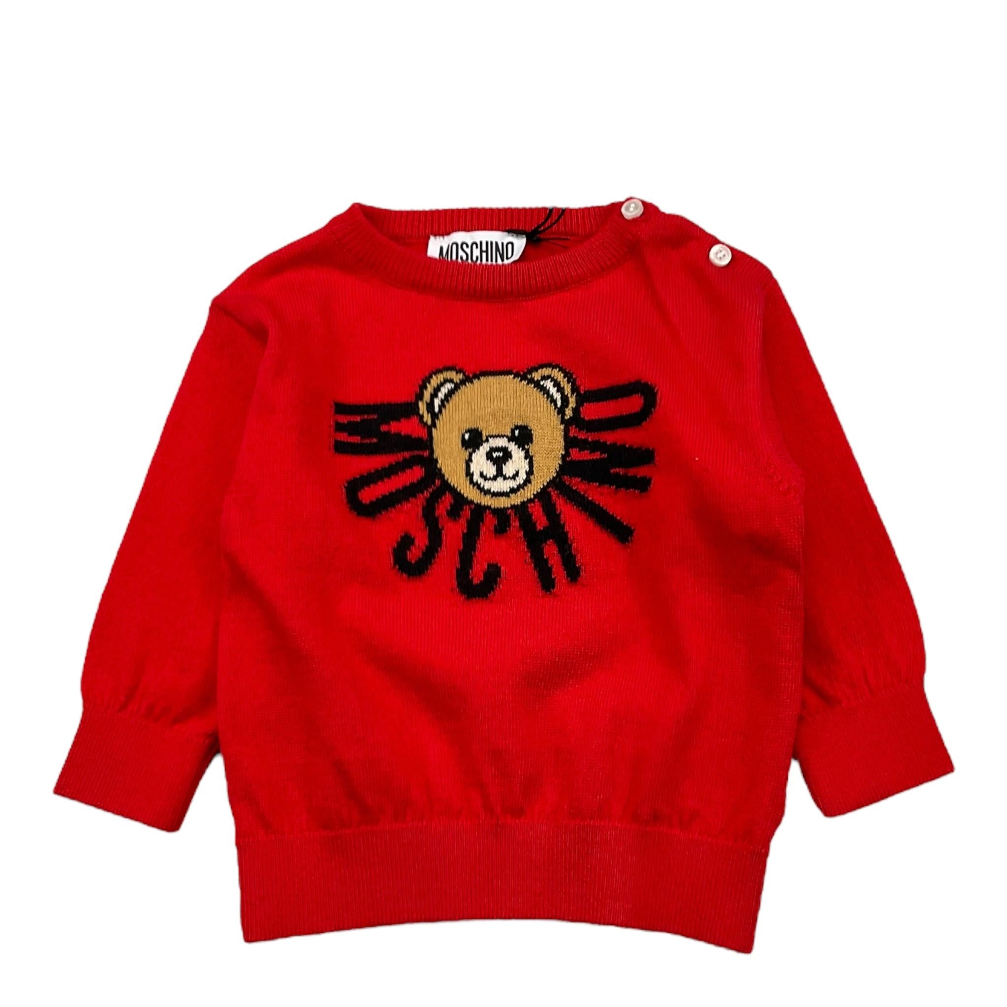 MOSCHINO maglia girocollo tinta unita con logo Rosso per Neonato M7W00J ROSSO MOSCHINO 