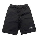 Kejo Einfarbige Bermudashorts mit elastischer Taille Schwarz für Jungen