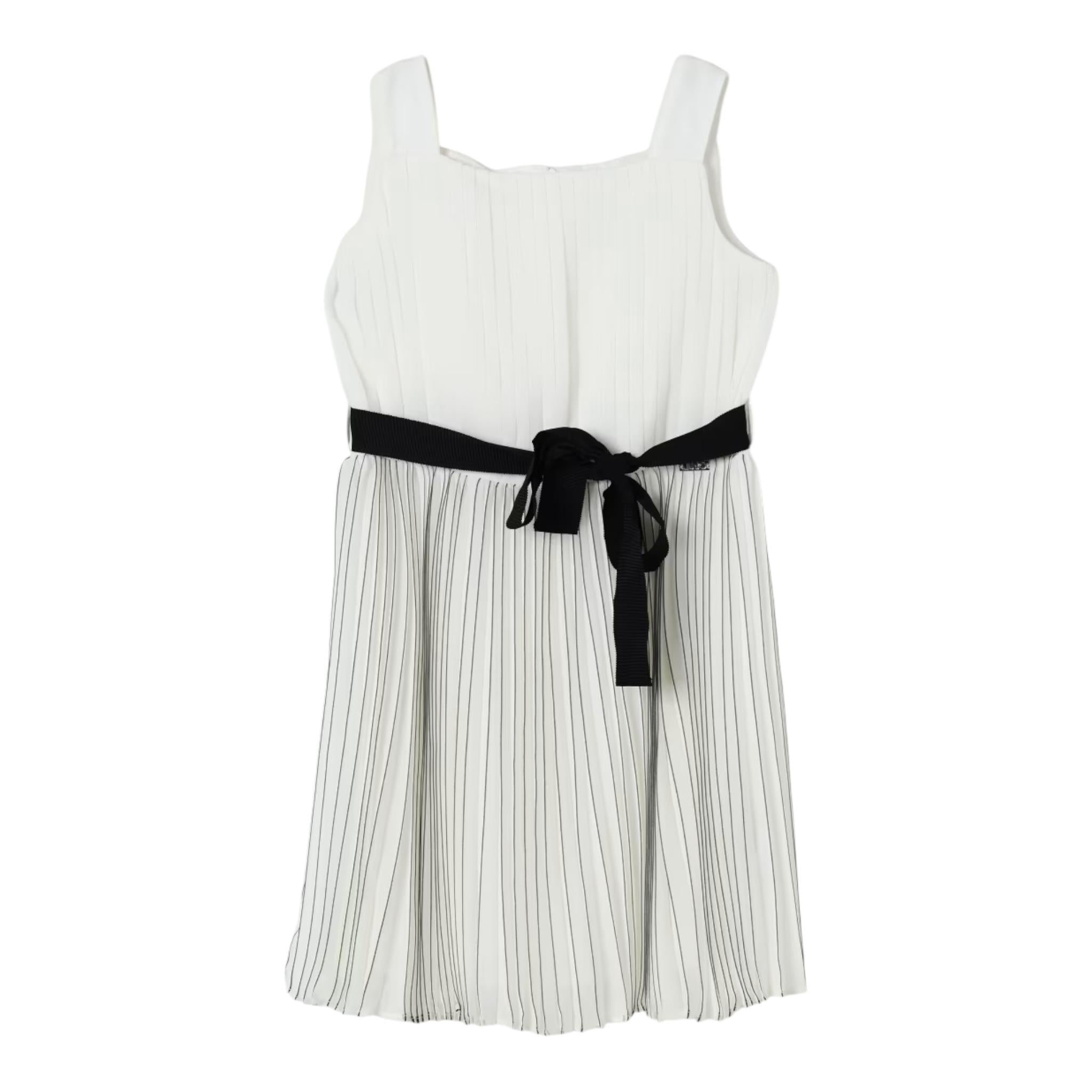 Liu Jo Abito Tinta Unita con Cintura E Fantasia A Righe per Bambina GA5070X BIANCO LIU JO 