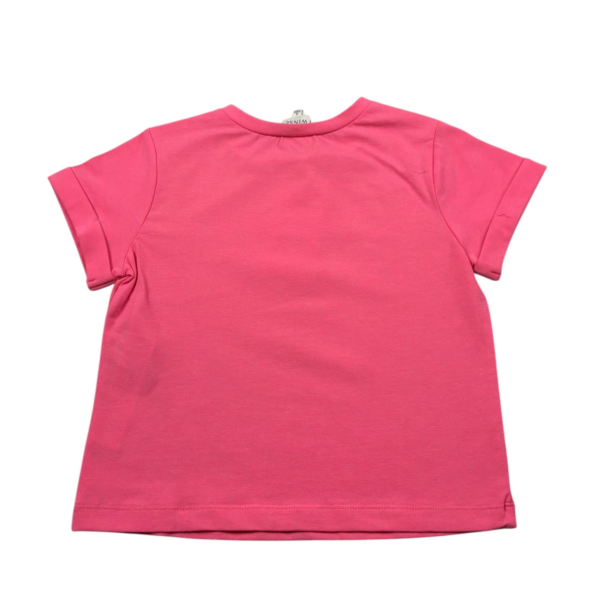 Twinset T-Shirt Girocollo tinta unita con Logo Rosa per Bambina 241GJ245 ROSA TWINSET 