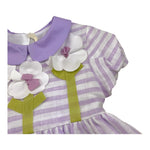 Ilfarobimbi Abito Mezza Manica Bicolore con Fantasia A Righe per Neonata IFB50584N BIANCO/LILLA ILFAROBIMBI 