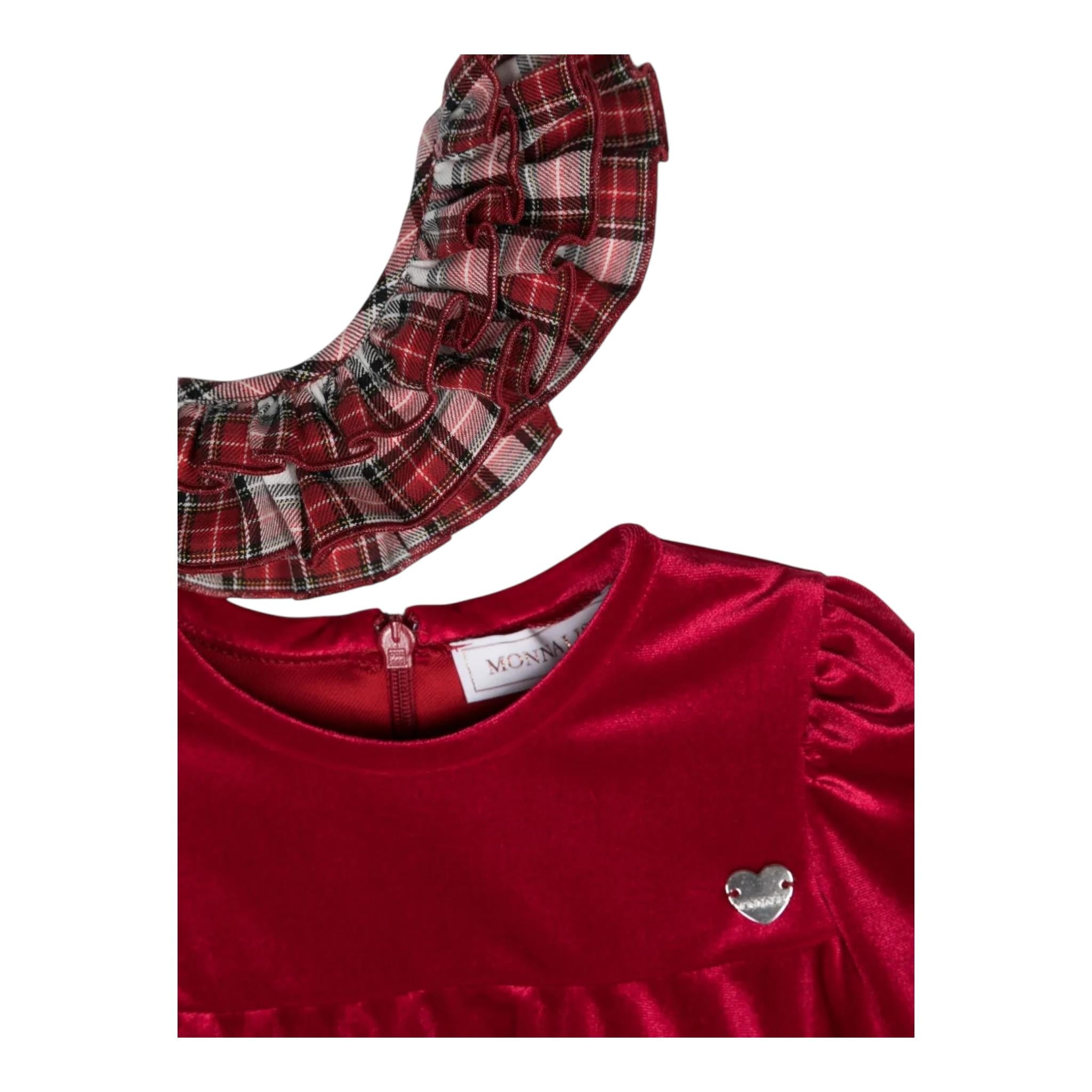 MONNALISA abito tinta unita in velluto Rosso per Neonata 31D913 ROSSO MONNALISA 