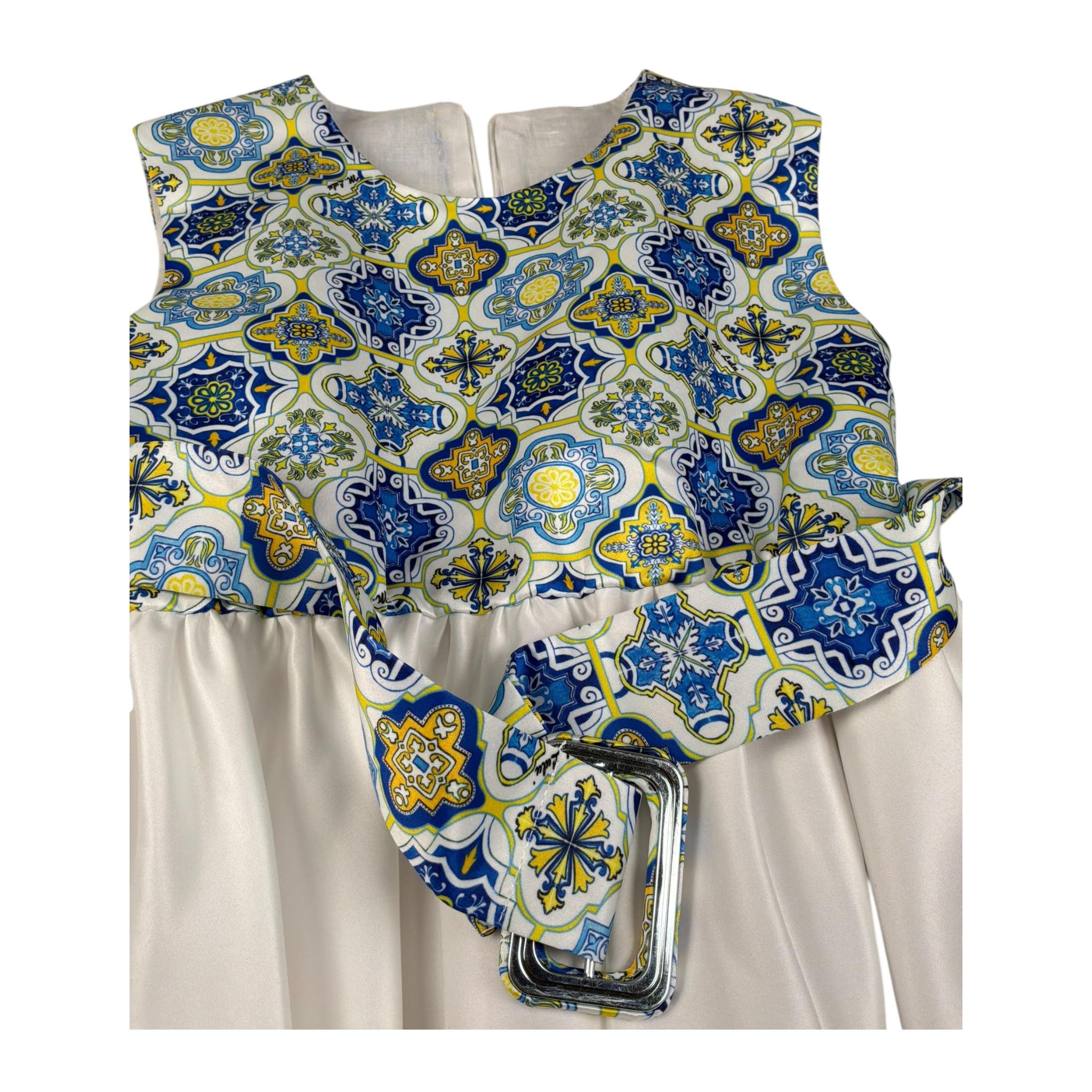 Magnifica Lulu Abito Cerimonia Giromanica Tinta Unita per Bambina RUOTA BIANCO MAGNIFICA LULU 