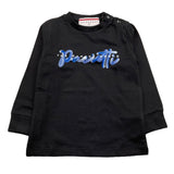 CESARE PACIOTTI shirt girocollo tinta unita con stampa Nero per Bambino TSP5316B NERO CESARE PACIOTTI 