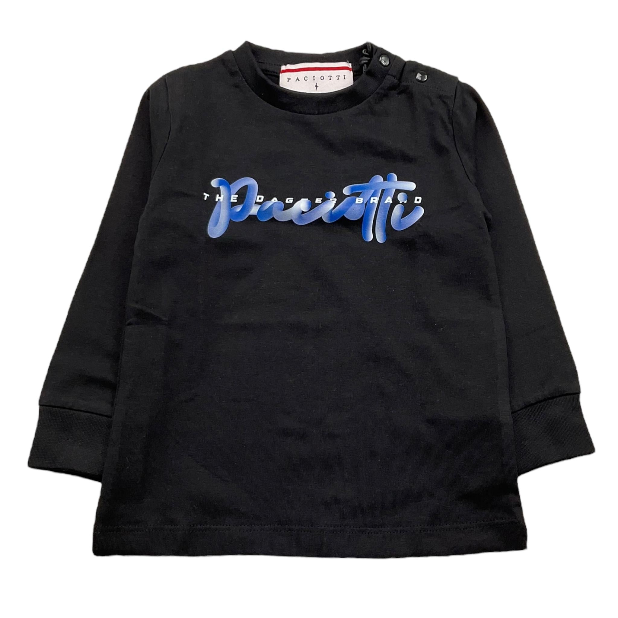 CESARE PACIOTTI shirt girocollo tinta unita con stampa Nero per Bambino TSP5316B NERO CESARE PACIOTTI 