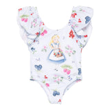 Monnalisa Costume Intero Tinta Unita con Stampa per Bambina 19E074 BIANCO MONNALISA 