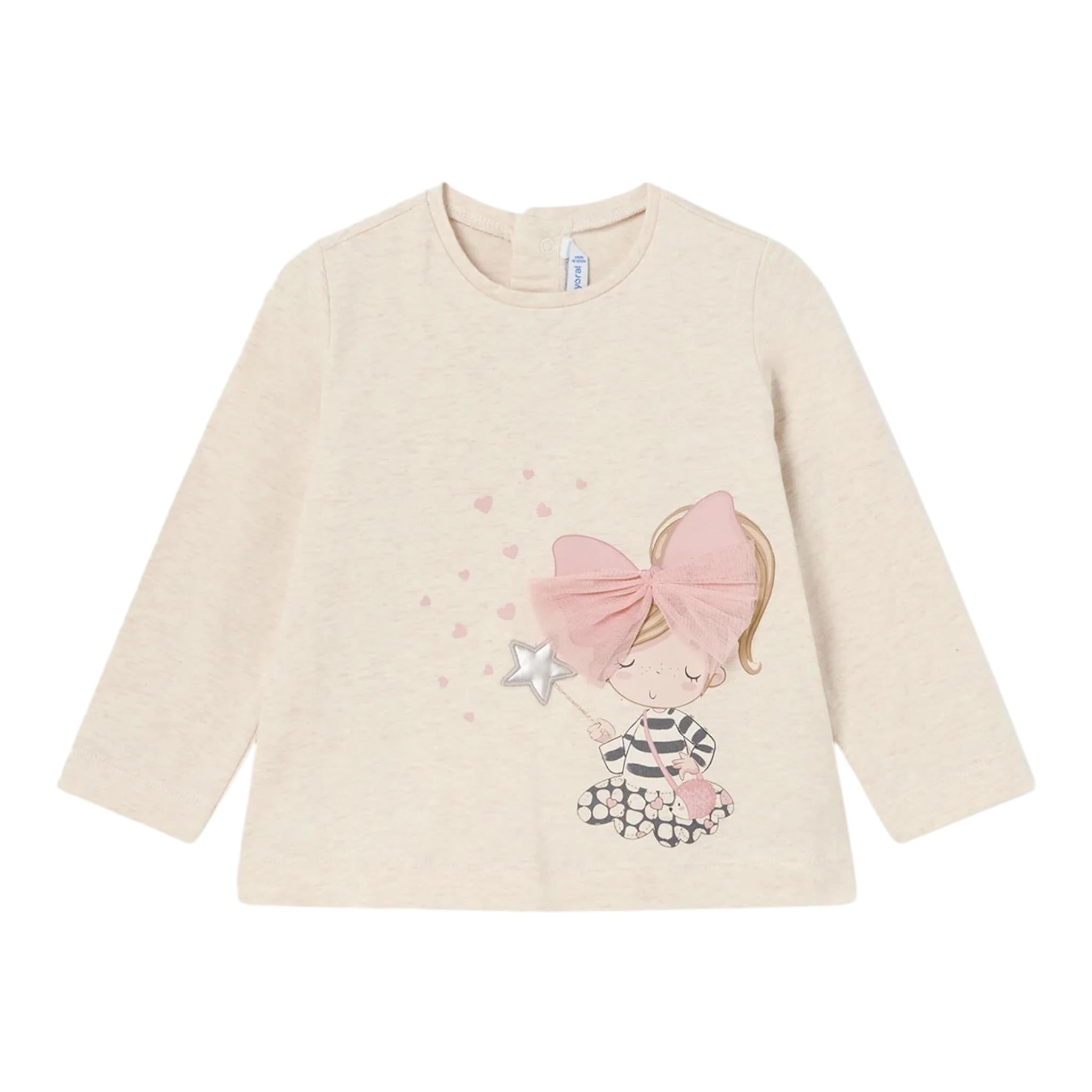 MAYORAL shirt girocoll tinta unita con stampa in contrasto Beige per Neonata 2054 BEIGE MAYORAL 