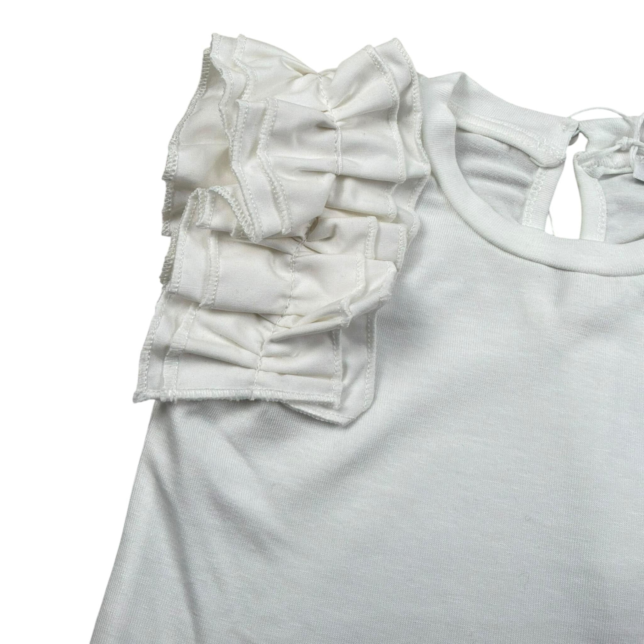 M+E' T-Shirt Girocollo Tinta Unita con Rouches per Neonata UE1735 BIANCO M+E' 