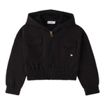 SARABANDA felpa modello crop con zip e cappuccio tinta unita Nero per Bambina 0A752 NERO SARABANDA 
