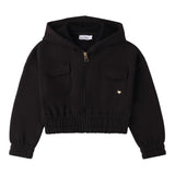 SARABANDA felpa modello crop con zip e cappuccio tinta unita Nero per Bambina 0A752 NERO SARABANDA 