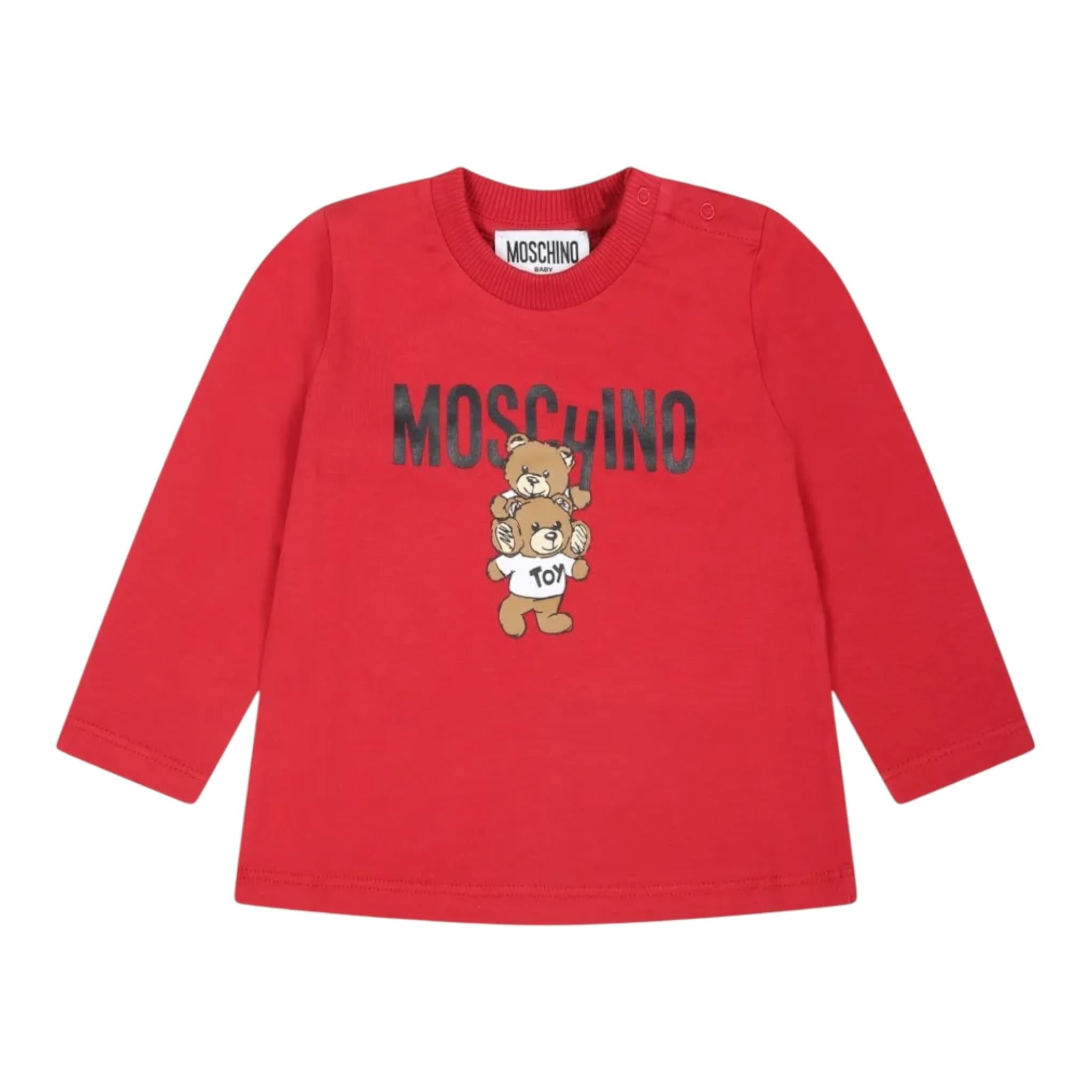 MOSCHINO shirt girocollo tinta unita cn stampa in contrasto Rosso per Neonato MMO00R ROSSO MOSCHINO 