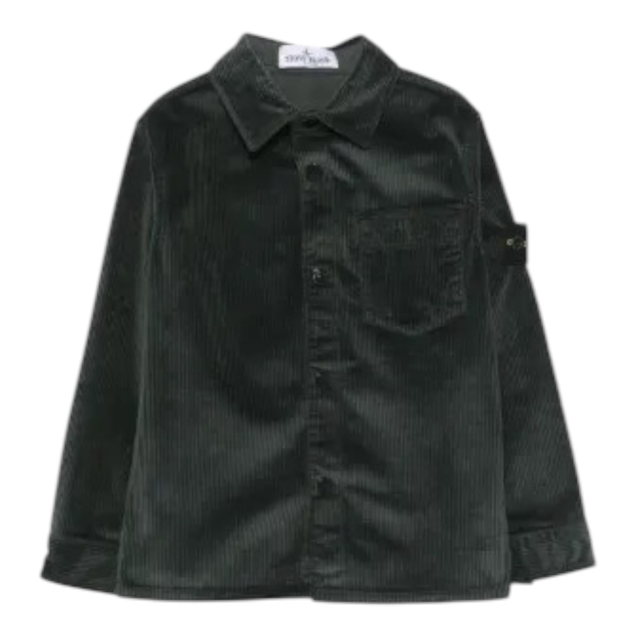 STONE ISLAND camicia tinta unita a costine in velluto Verde per Neonato 811610203N VERDE STONE ISLAND 