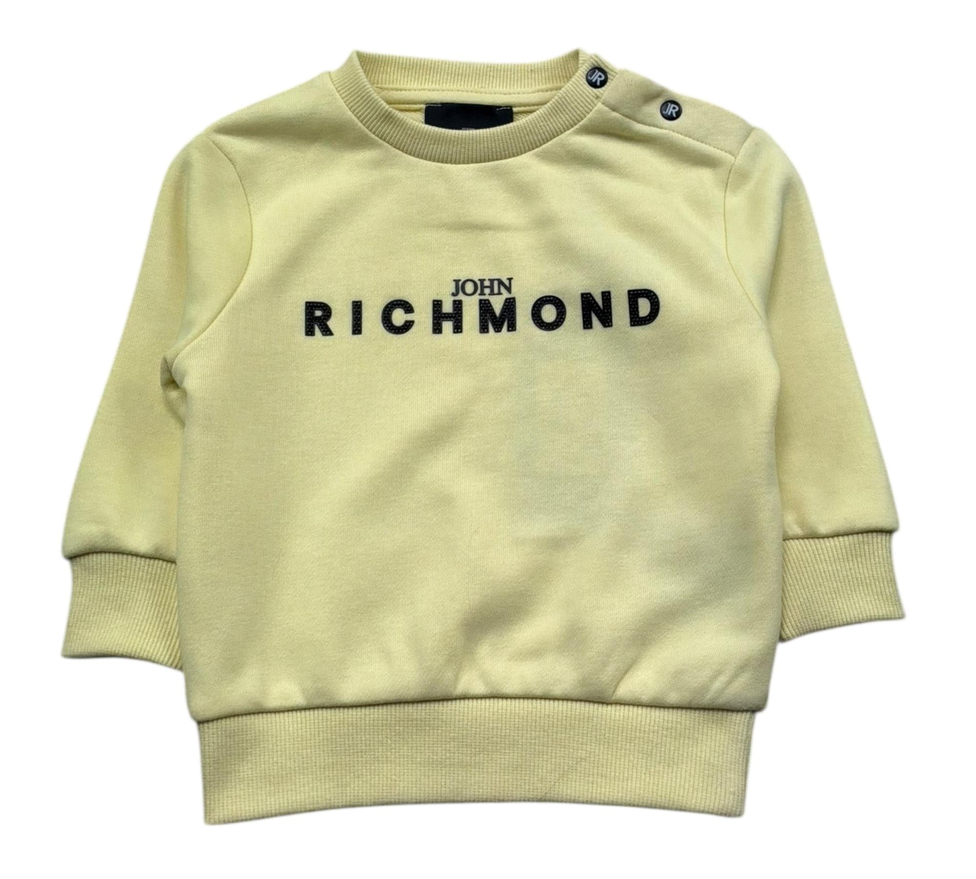 John Richmond Felpa Chiusa Girocollo Tinta Unita con Logo per Neonato RIP26036FE GIALLO JOHN RICHMOND 