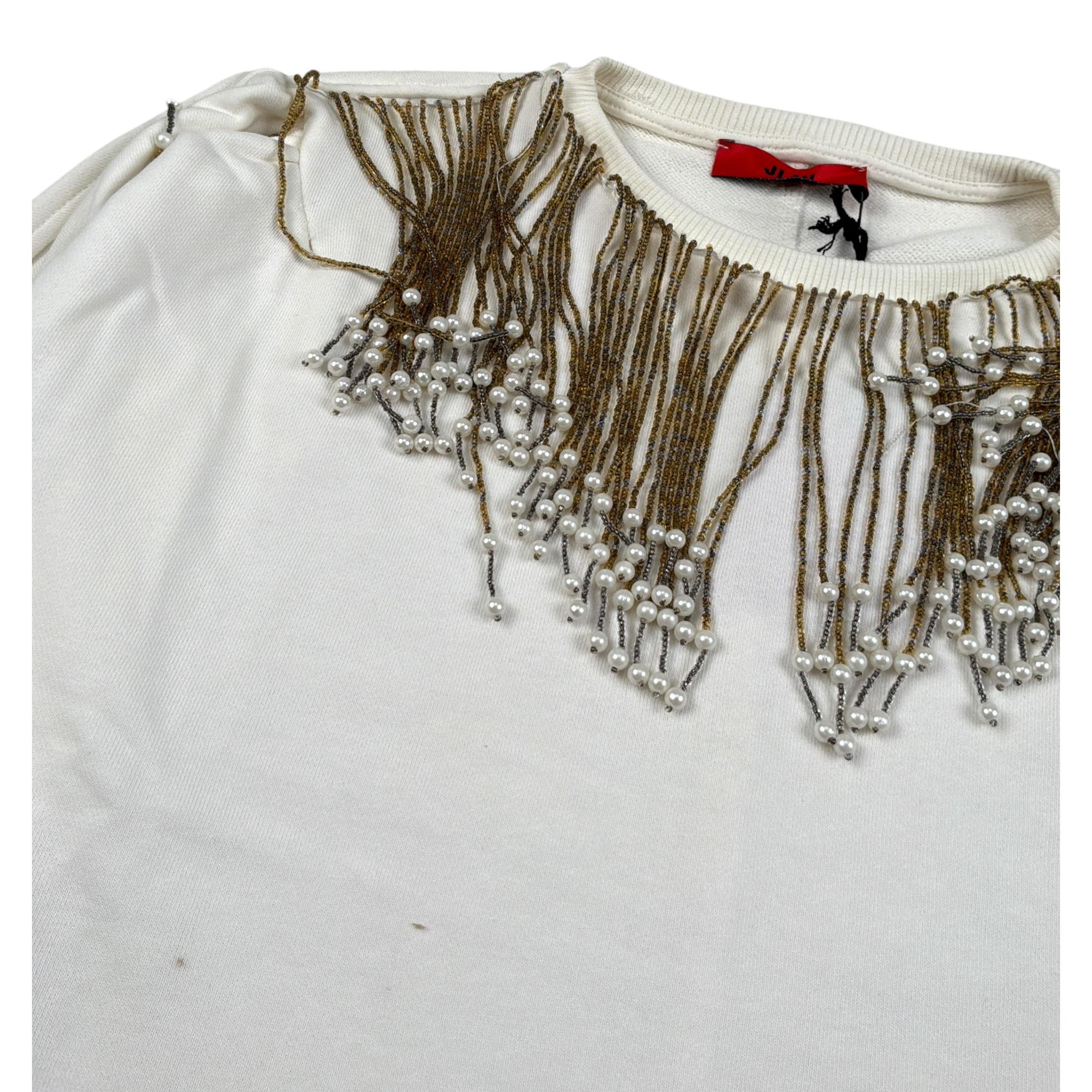 Jijil Abito Felpa tinta unita con Applicazioni Panna per Bambina JJE23AB017 PANNA JIJIL 