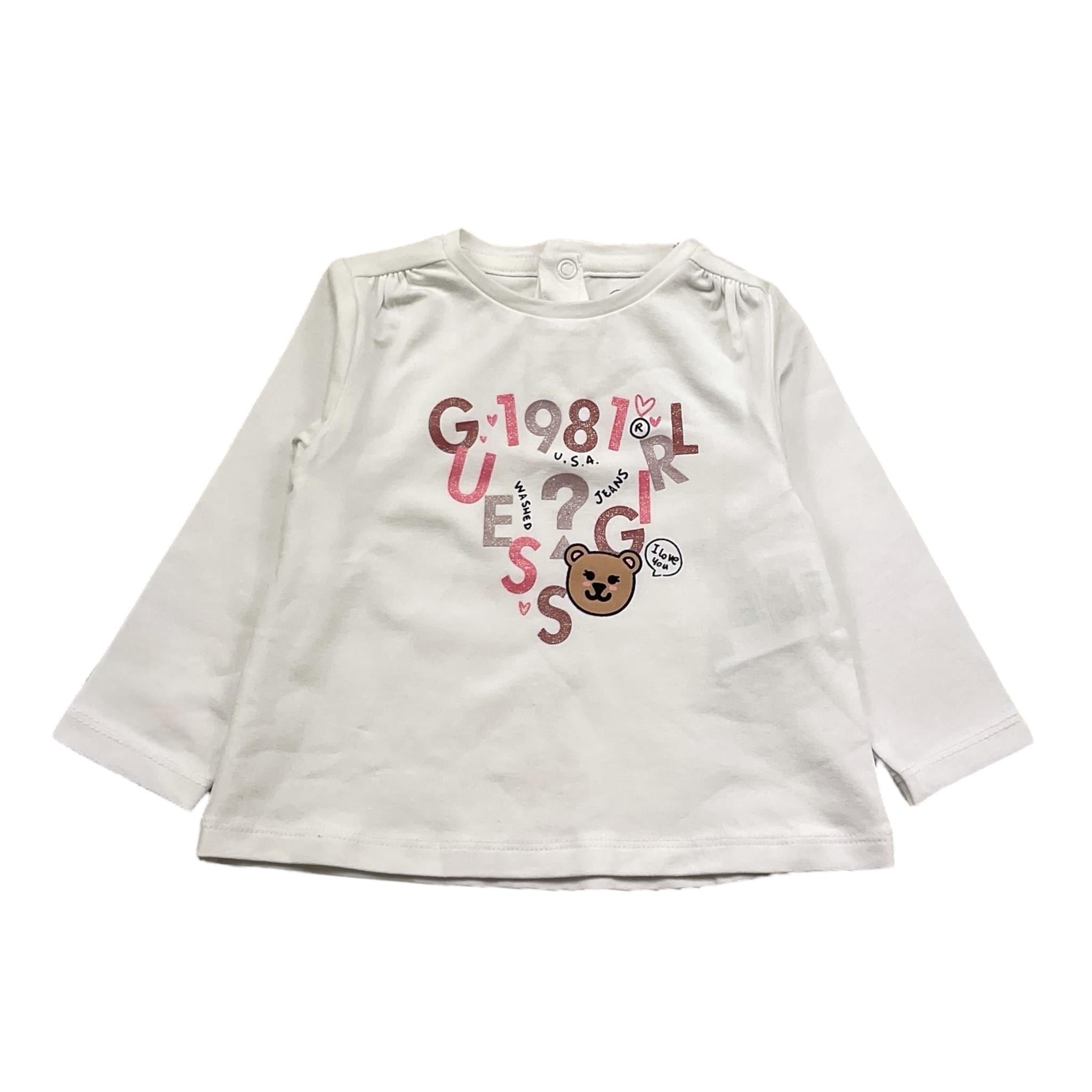 GUESS shirt girocollo tinta unita ocn logo Bianco per Neonata K4YI27K6YW4 BIANCO GUESS 