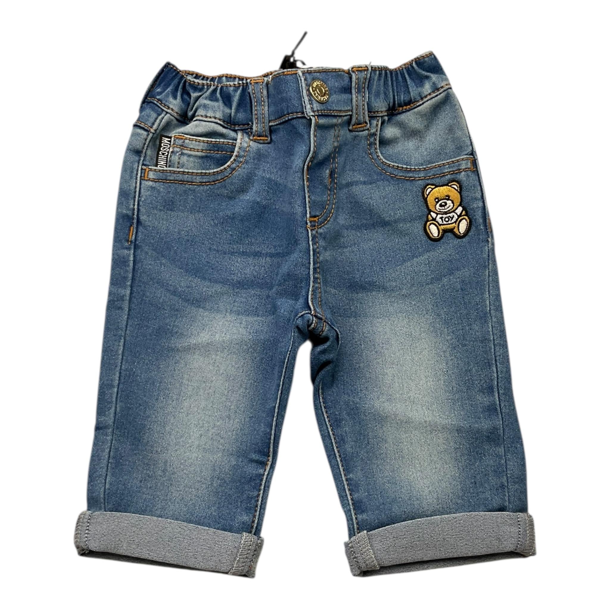 Moschino Jeans Tinta Unita con Elastico In Vita per Neonato MUP05F BLU MOSCHINO 